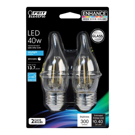 Feit Electric LED CA10 E26 DL 40W 2PK EFC40950CAFL2RP